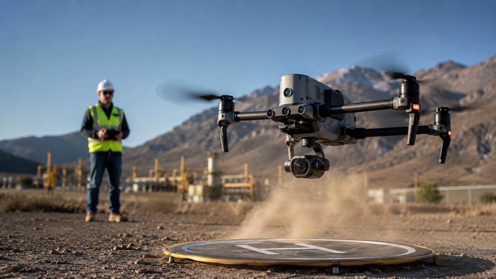 Dron profesional de Ventau Drone despegando en terreno