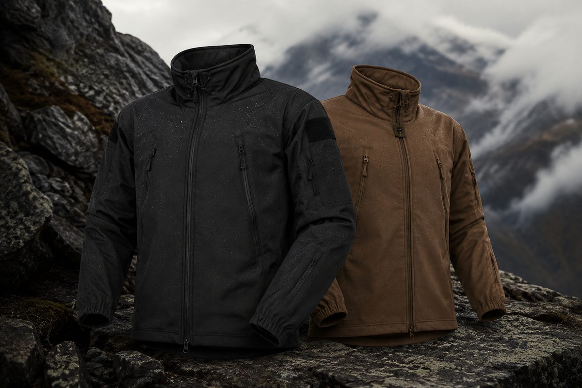 Parkas softshell en negro y café